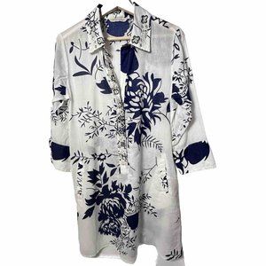 Soft Surroundings Womens Beaded Boho Floral Beachy Embellished Tunic Blouse XS